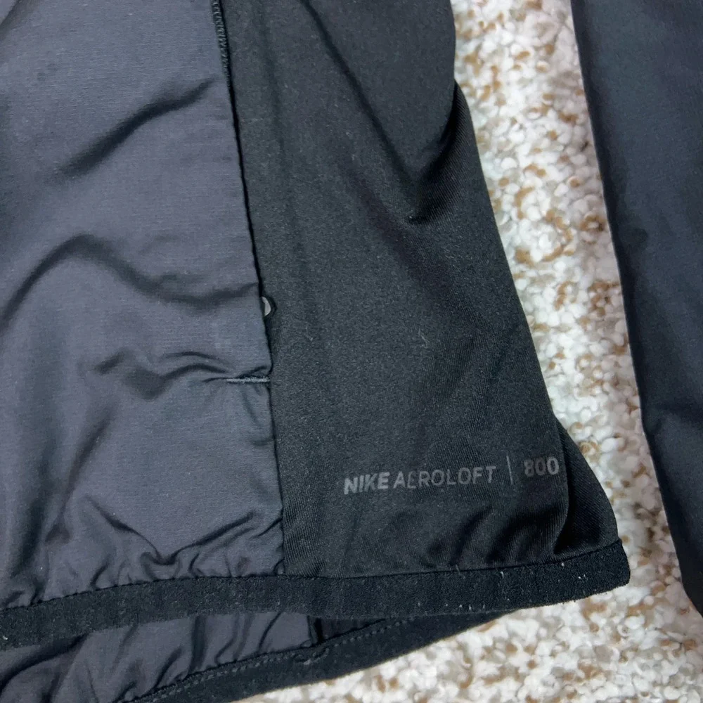 Nike Jacket Womens Small Black Aeroloft Down 800 Running Full Zip Reflective Top